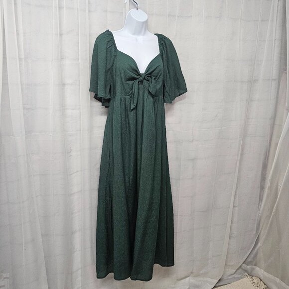 Ott Sage Green Maxi Dress Coquette Boho Cottagecore Prairie L - Picture 5 of 11